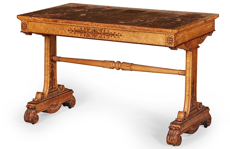 LOT 382 | WILLIAM IV BIRD'S EYE MAPLE AND AMARANTH LIBRARY TABLE